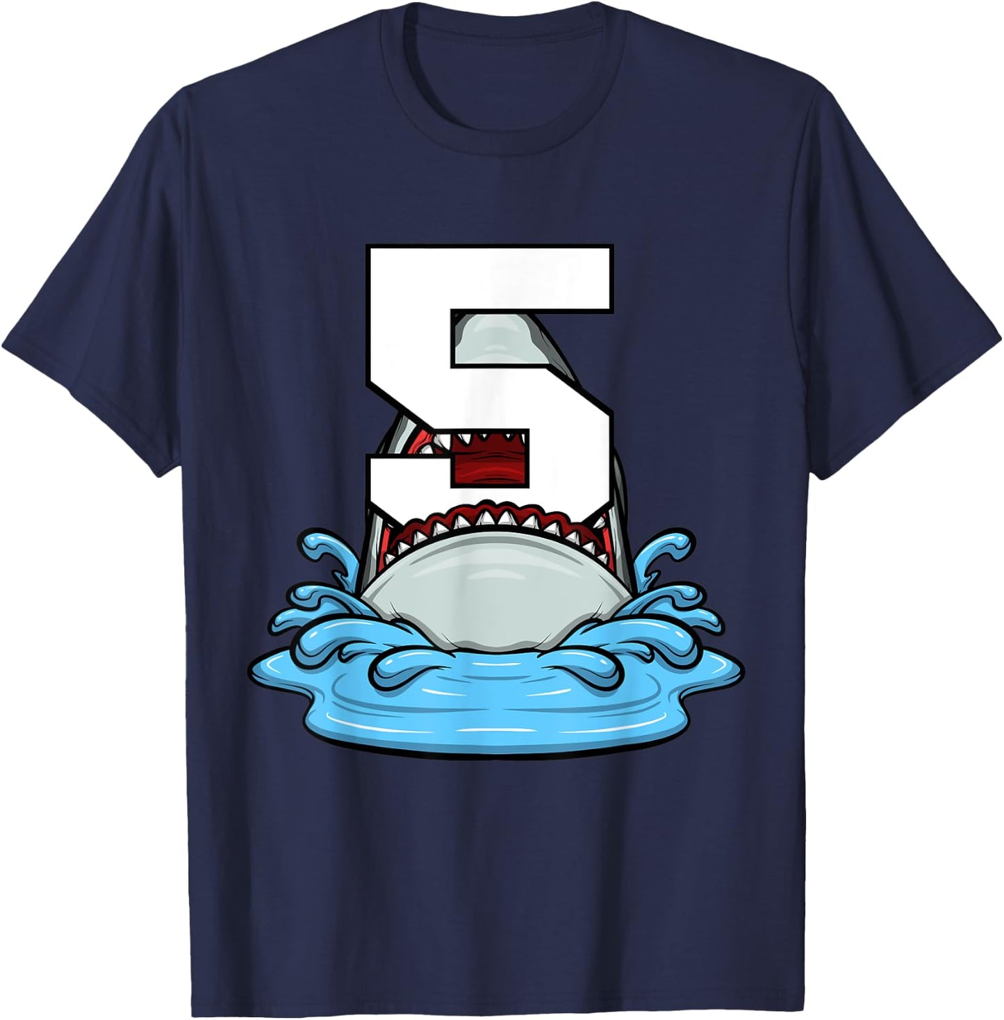 Sea Animals Birthday Kids Shark 5th Birthday Kids Boy T-Shirt - T-Shirt | Navy