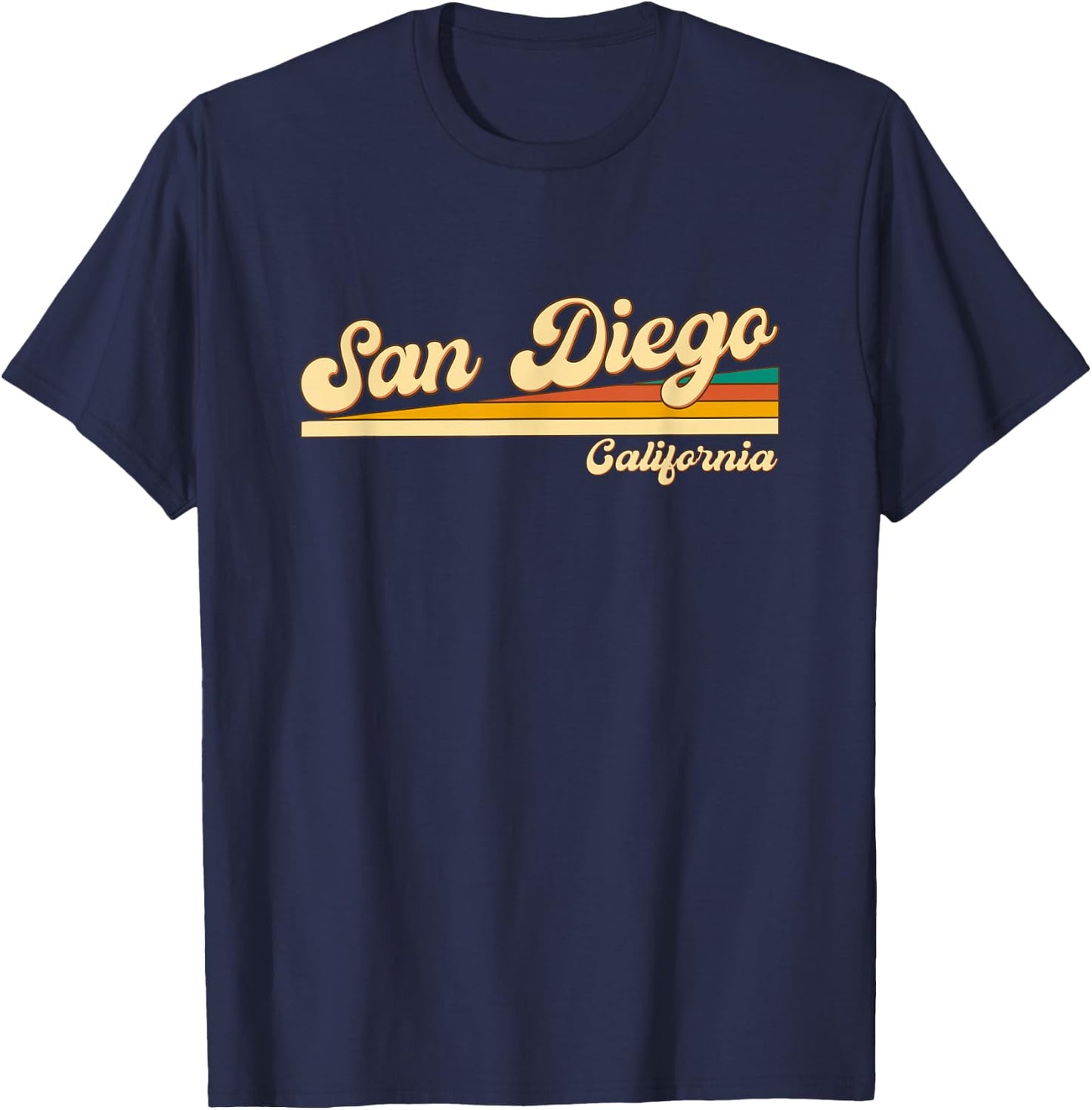San Diego - California - Vintage / Retro Stripes - Classic T-Shirt - T-Shirt | Navy