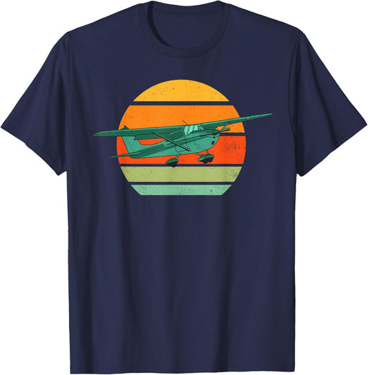 Retro Aircraft Pilot Apparel Vintage Pilot Aviation Airplane Light - Men's Adult Black Short Sleeve Classic Fit - Size Small T-Shirt - T-Shirt | Navy