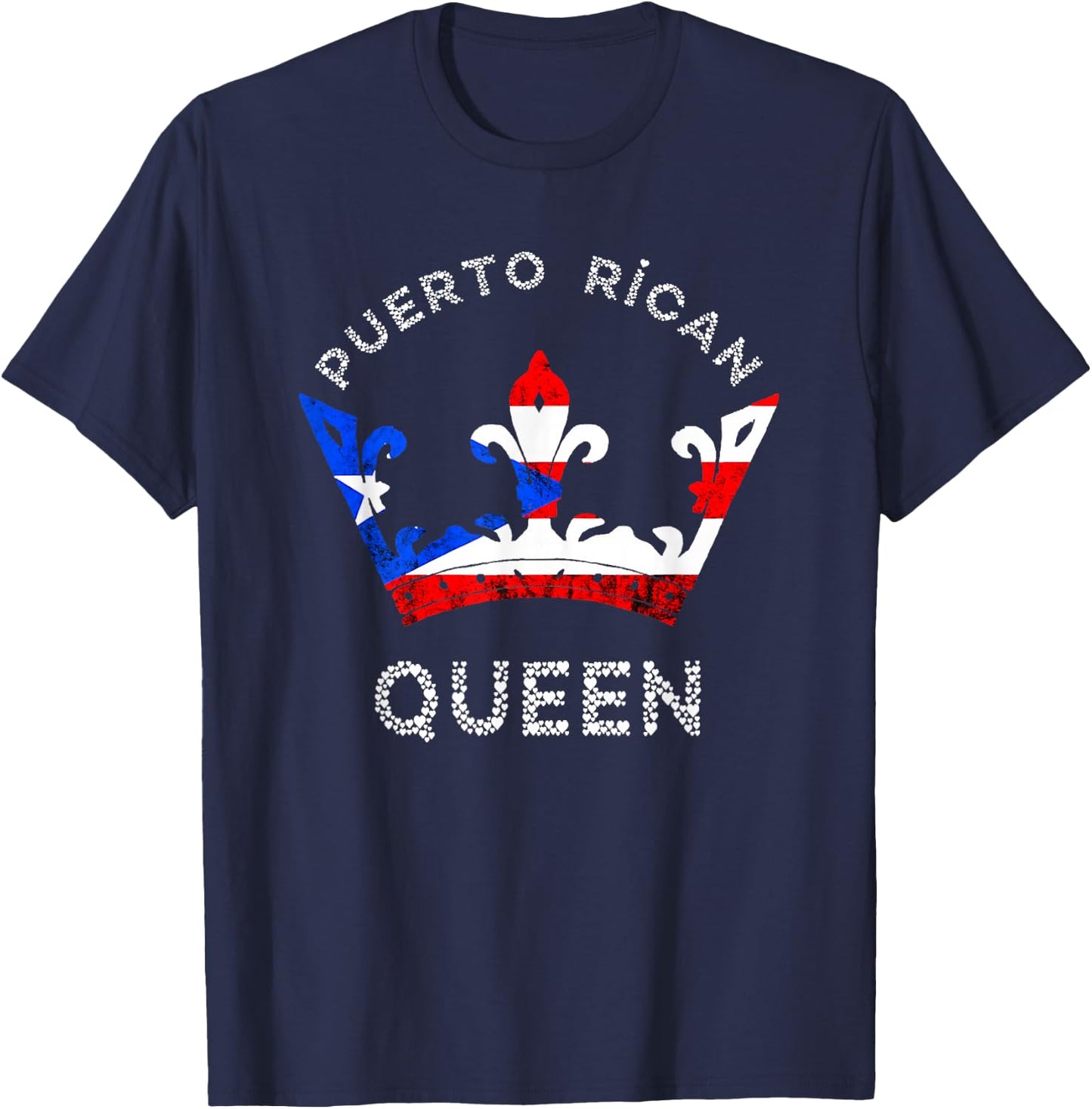 Puerto Rico Puerto Rican Flag Queen Crown Puertorro Pride T-Shirt - T-Shirt | Navy