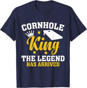 Funny Cornhole Gift Cornhole King the Legend Has Arrived T-Shirt - T-Shirt | Navy