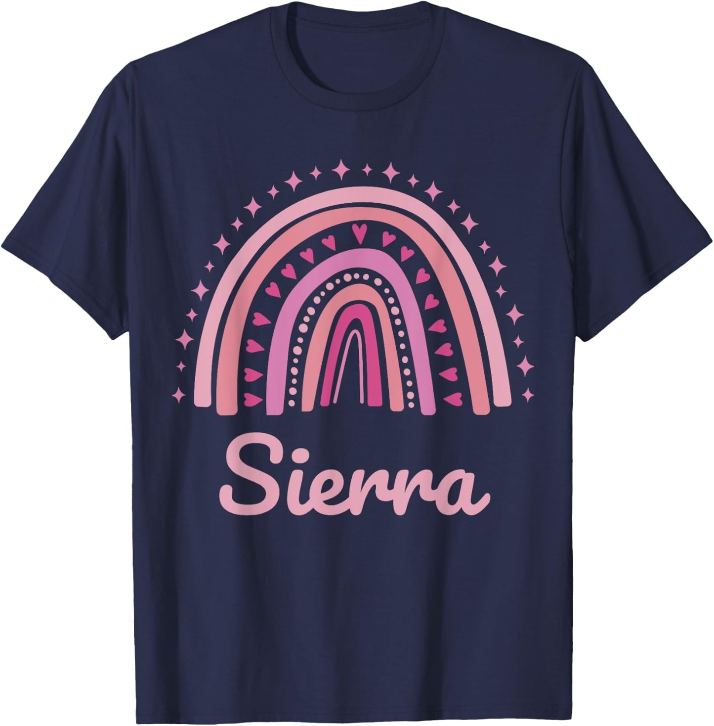 Sierra Name Personalized Funny Women Pink Rainbow Sierra T-Shirt - T-Shirt | Navy