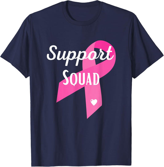 Support Squad Breast Cancer Awareness Pink Ribbon T-Shirt - T-Shirt | Navy