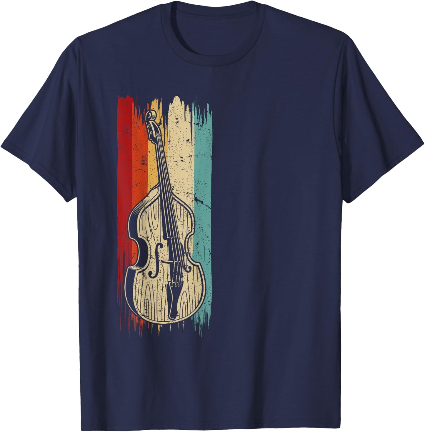 Stand Up Bass Gifts & String Bass Player Stuff Upright Bass Graphic, Retro Double Bass Fiddle T-Shirt - T-Shirt | Navy