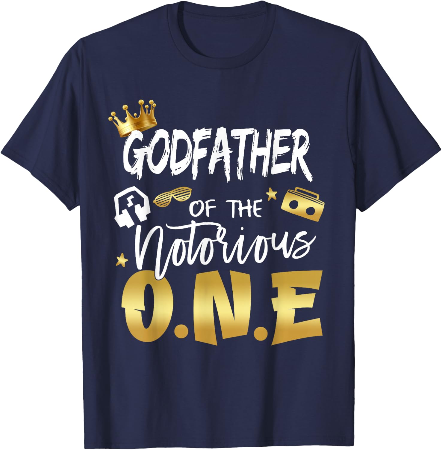 Godfather Of The Notorious One Old School 1st Birthday T-Shirt - T-Shirt | Navy