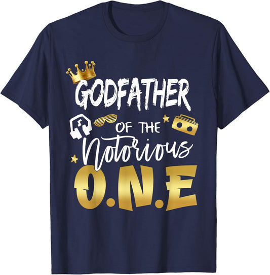 Godfather Of The Notorious One Old School 1st Birthday T-Shirt - T-Shirt | Navy