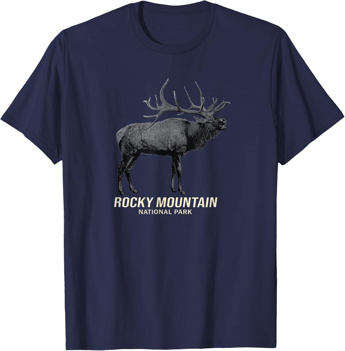 Rocky Mountain National Park Moose Graphic T-Shirt - T-Shirt | Navy