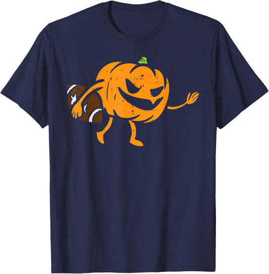Pumpkin Football Halloween Costume Sport Men Boys Kids T-Shirt - T-Shirt | Navy