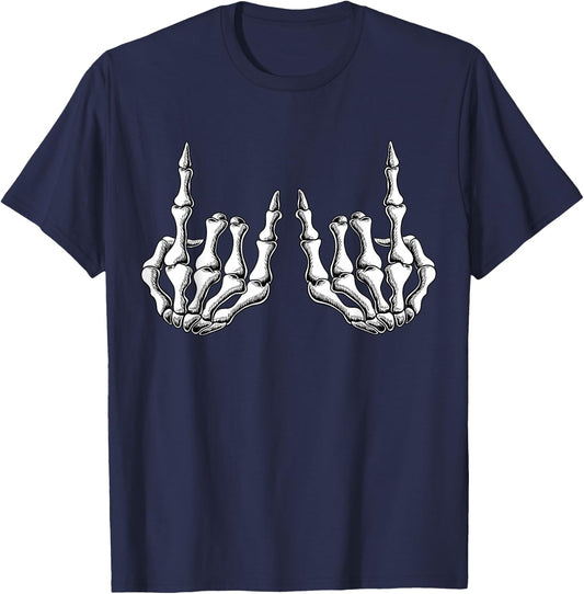 Rock On Skeleton Hand Rock & Roll Rock Band Men Halloween T-Shirt - T-Shirt | Navy