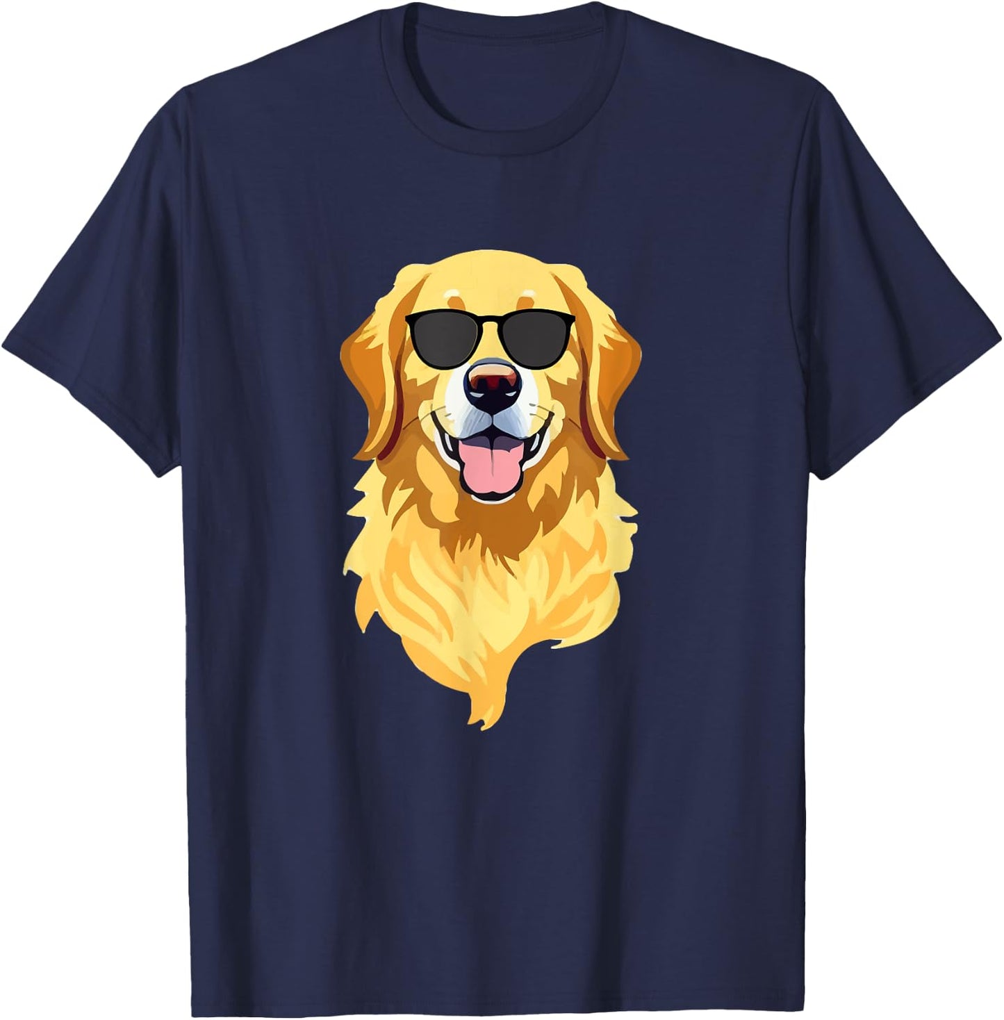 Funny Golden Retriever Wearing Sunglasses Cute Dog Lover T-Shirt - T-Shirt | Navy