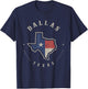 Vintage Dallas Texas State Flag Map Souvenir Gift T-Shirt - T-Shirt | Navy