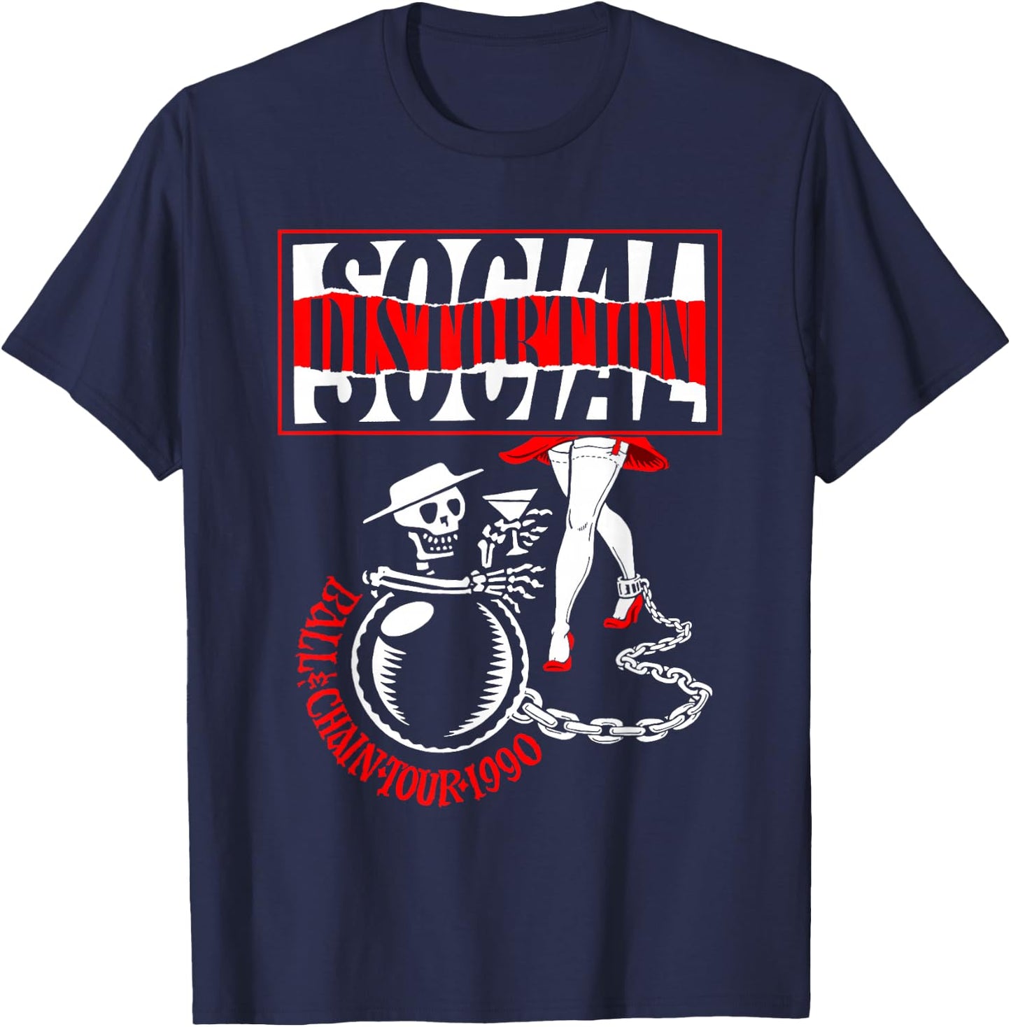 Official Social Distortion Ball and Chain T-Shirt - T-Shirt | Navy