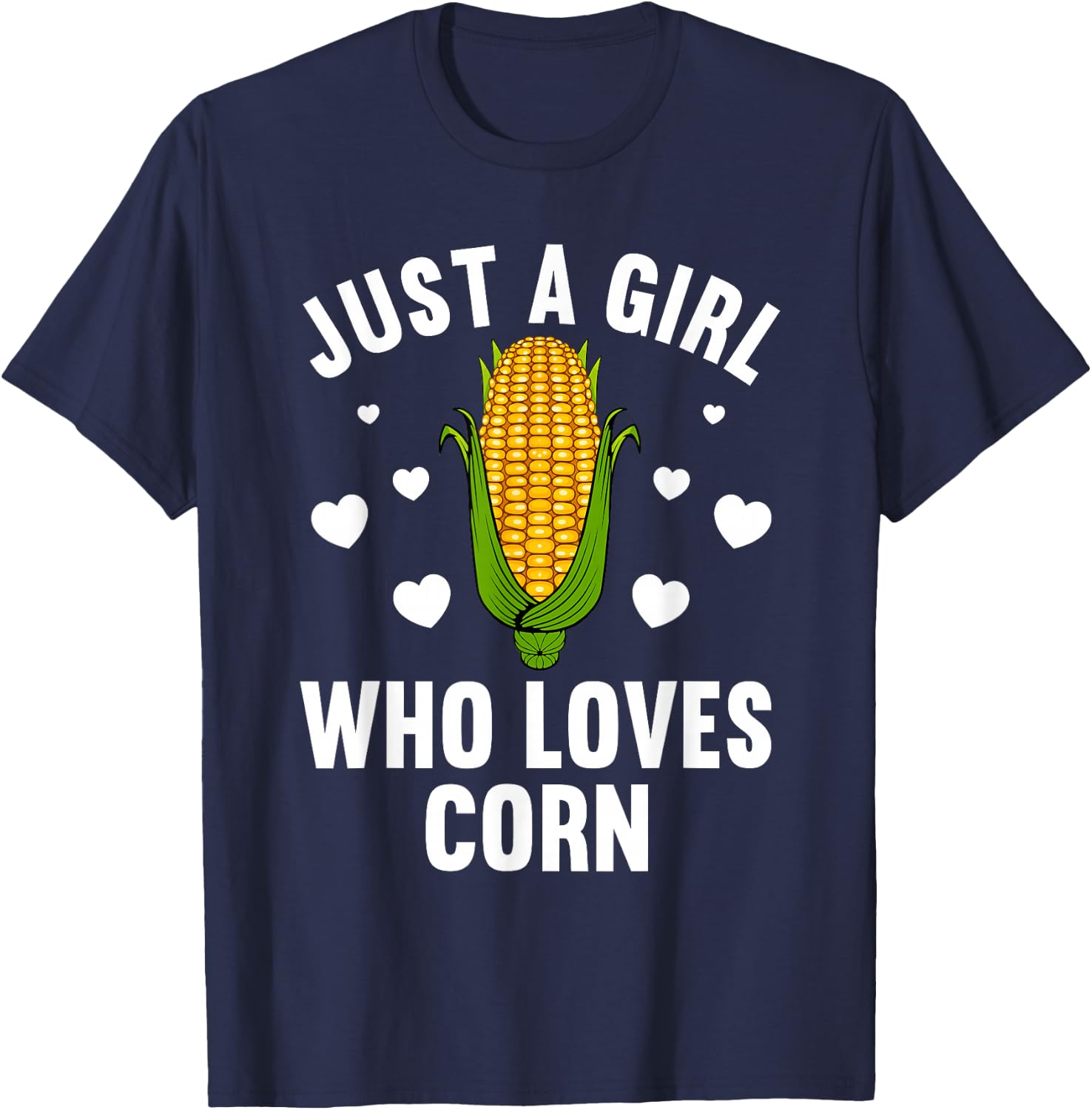 Cute Corn Art Girls Kids Kernel Corn Cob Lovers T-Shirt - T-Shirt | Navy