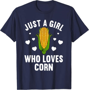 Cute Corn Art Girls Kids Kernel Corn Cob Lovers T-Shirt - T-Shirt | Navy