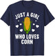 Cute Corn Art Girls Kids Kernel Corn Cob Lovers T-Shirt - T-Shirt | Navy