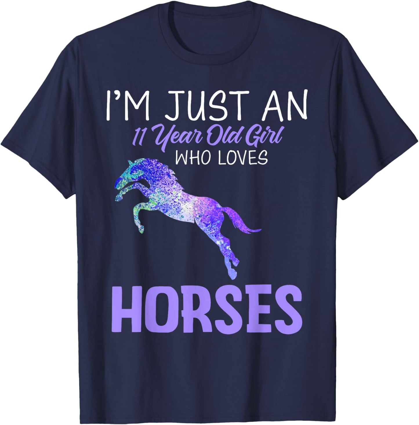I'm an 11 Year Old Birthday Girl Who Loves Horses Tie Dye T-Shirt - T-Shirt | Navy
