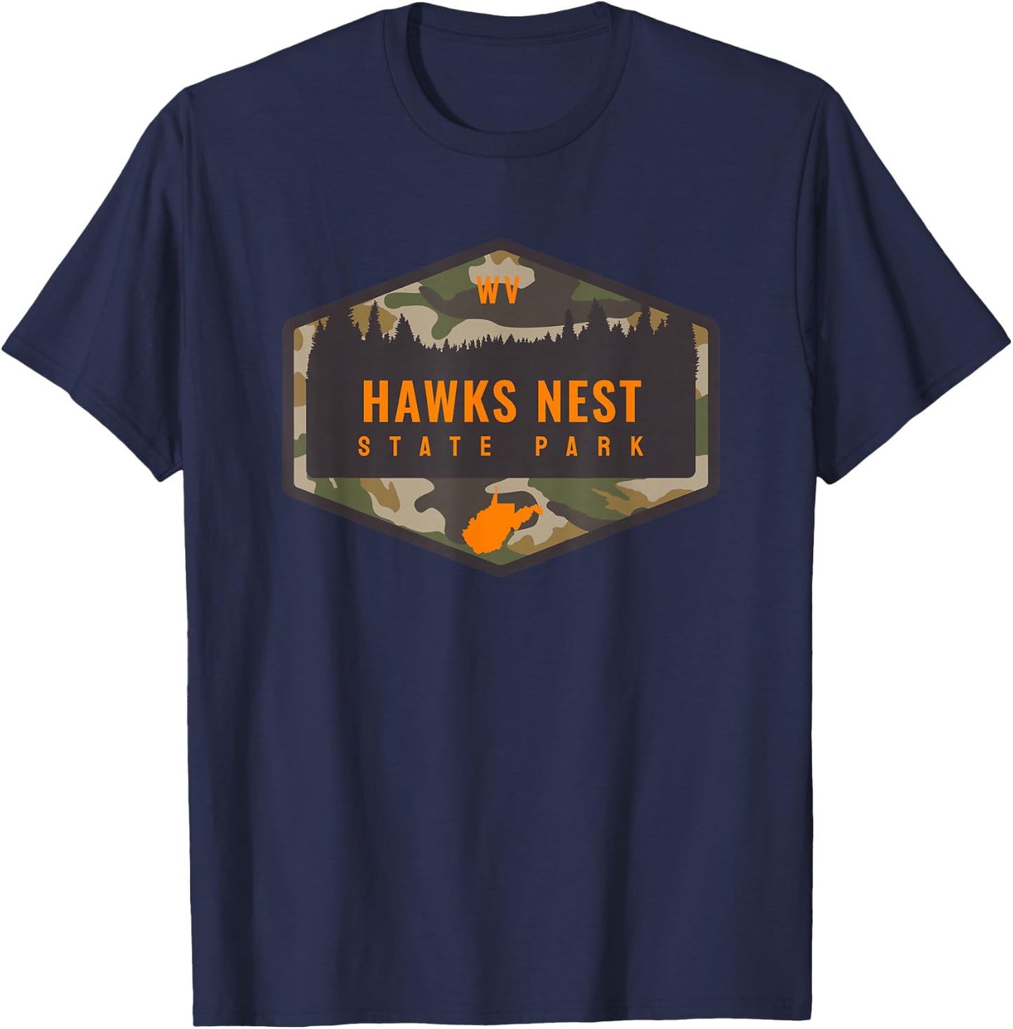 Hawks Nest State Park West Virginia WV Camouflage Vacation T-Shirt - T-Shirt | Navy