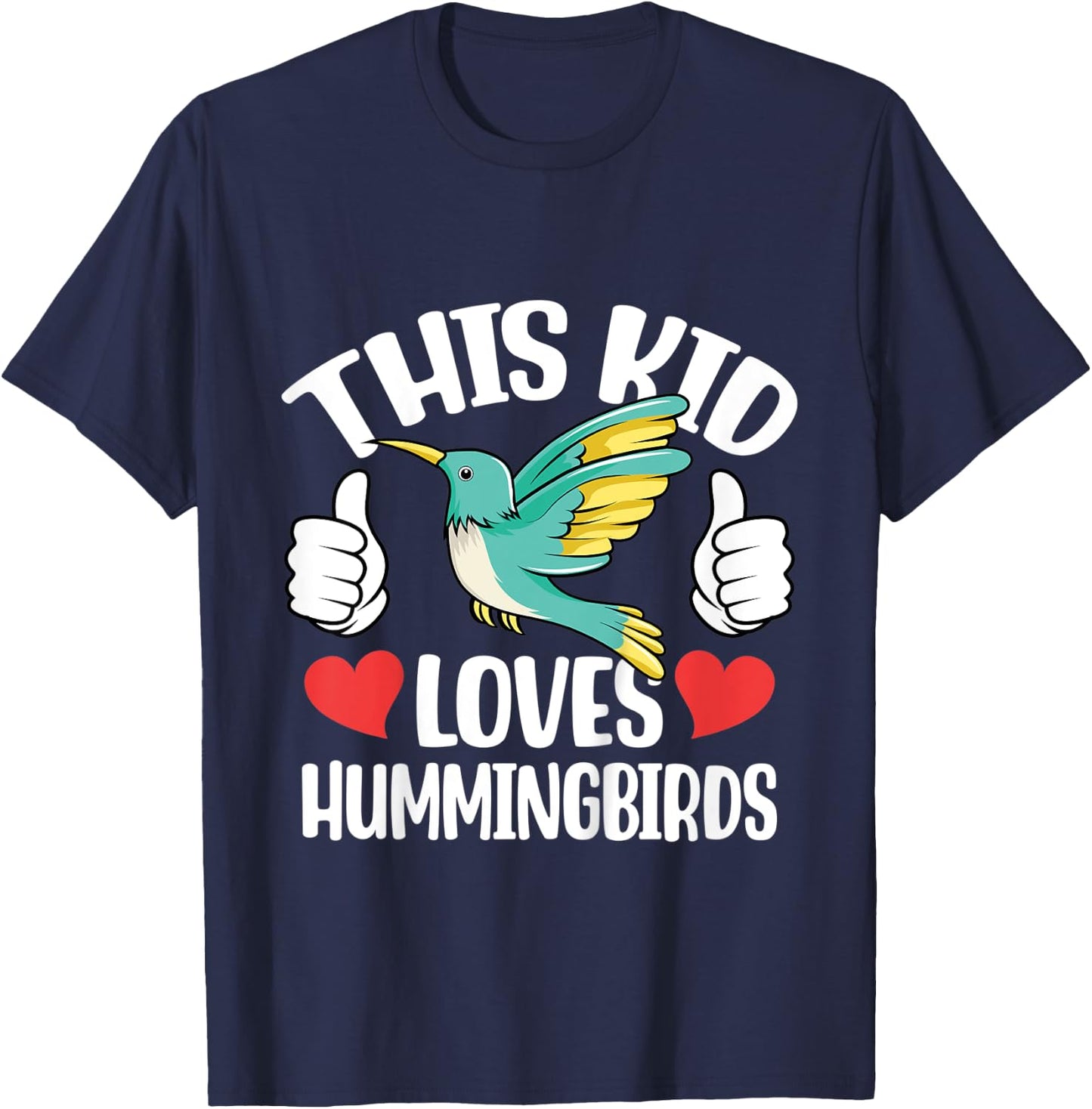 Kids This Kid Loves Hummingbird Lover Toddlers Boys Girls Graphic T-Shirt - T-Shirt | Navy