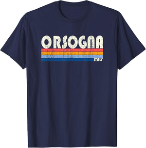 Orsogna, Italy Retro 70s 80s Style T-Shirt - T-Shirt | Navy