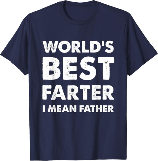 Father's Day Retro Dad World's Best Farter I Mean Father T-Shirt - T-Shirt | Navy