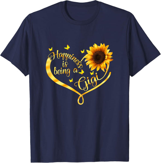 Happiness Is Being A Gigi Sunflower Mother's Day Grandma T-Shirt - T-Shirt | Navy