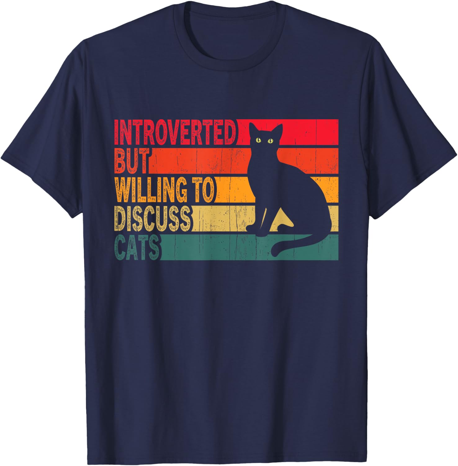 Introverted But Willing To Discuss Cats Vintage Cat Lover Women T-Shirt - T-Shirt | Navy