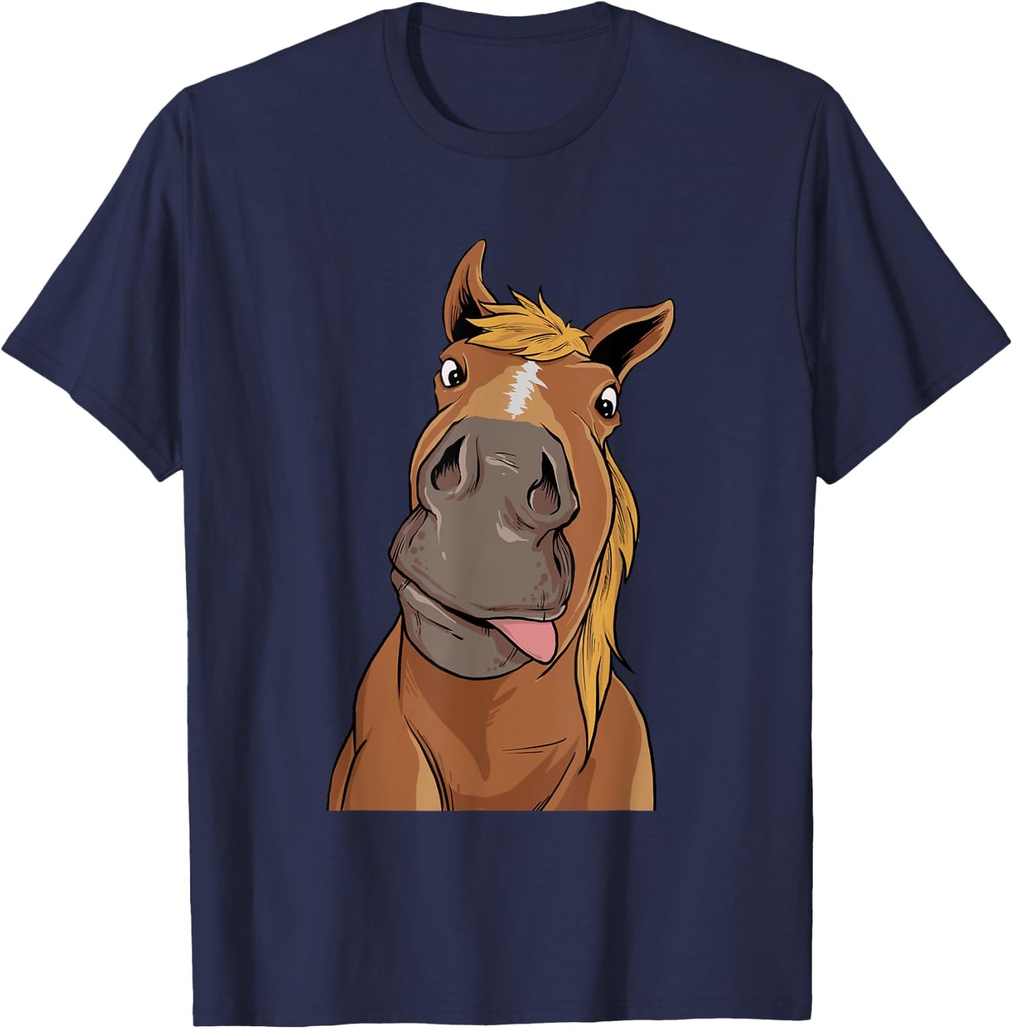 Hilarious Horse Face - Horses Horseman Equestrian Riding T-Shirt - T-Shirt | Navy