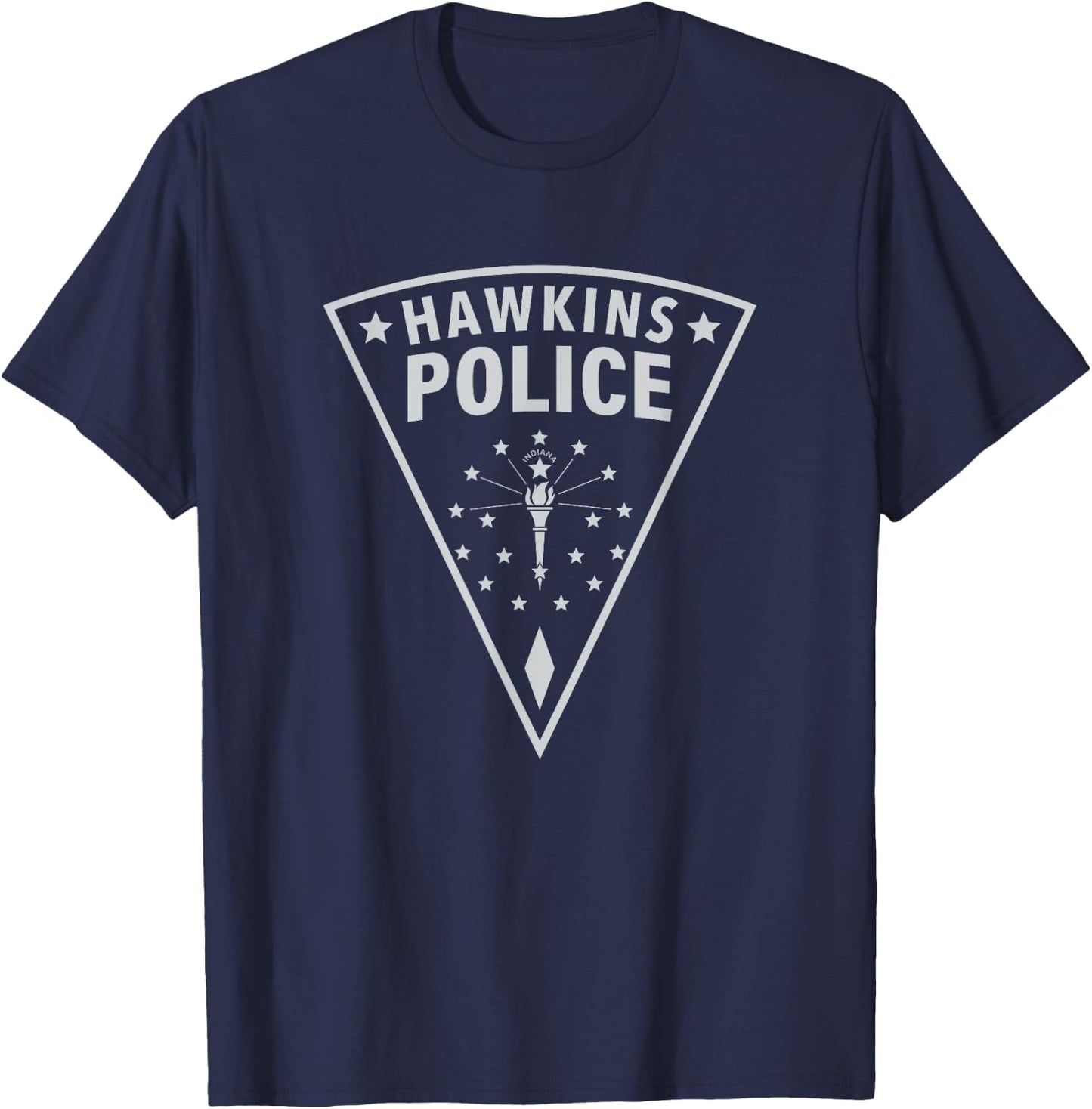 Stranger Things Vintage Retro Hawkins Police Center Badge T-Shirt - T-Shirt | Navy