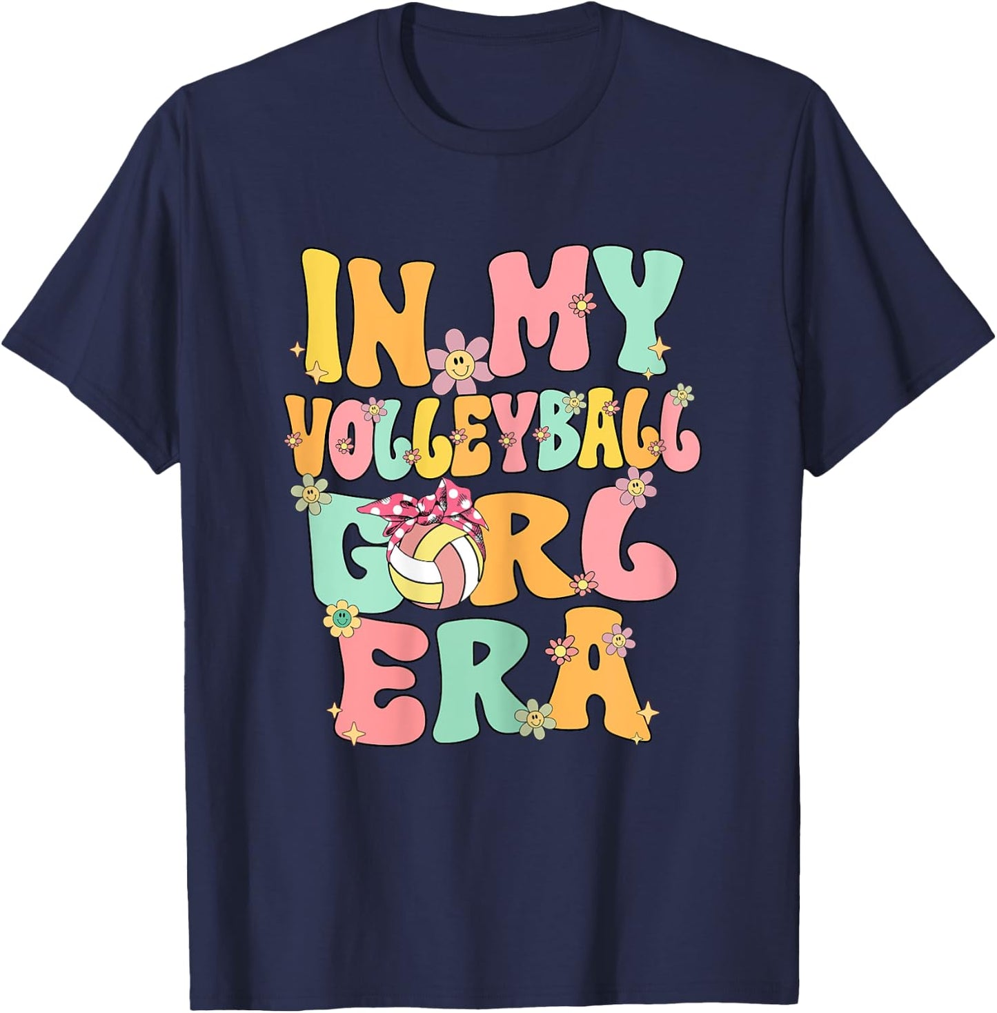 In My Volleyball Girl Era Retro Groovy Volleyball Girl Funny T-Shirt - T-Shirt | Navy