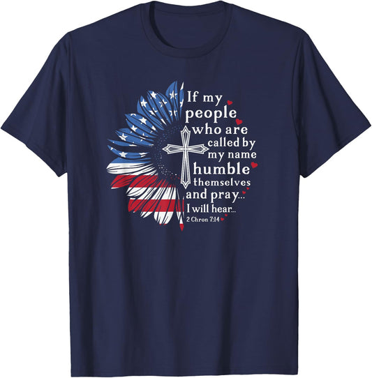 If My People Christian Patriotic Sunflower for Sunflower Fan T-Shirt - T-Shirt | Navy