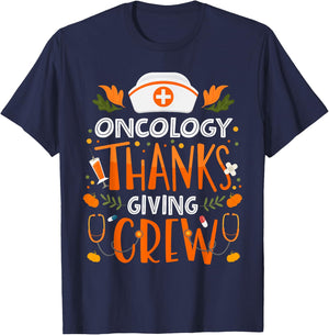 Oncology Thanksgiving Nurse Crew Thanksgiving Oncology Nurse T-Shirt - T-Shirt | Navy