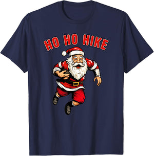 Funny Christmas Football Santa Claus Ho Ho Hike Holiday Dash T-Shirt - T-Shirt | Navy