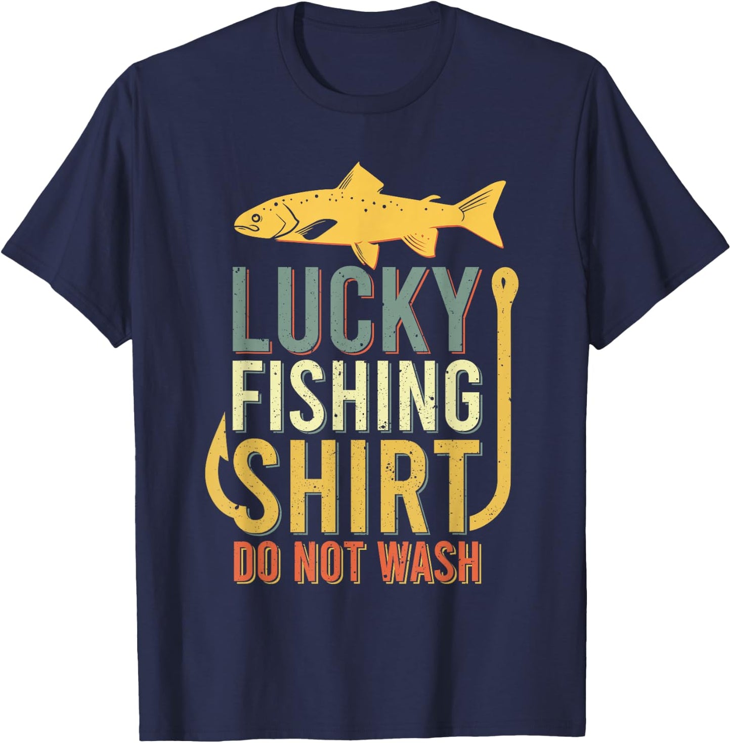 Lucky Fishing-Shirt Youth Kids Boys Trout Funny T-Shirt - T-Shirt | Navy