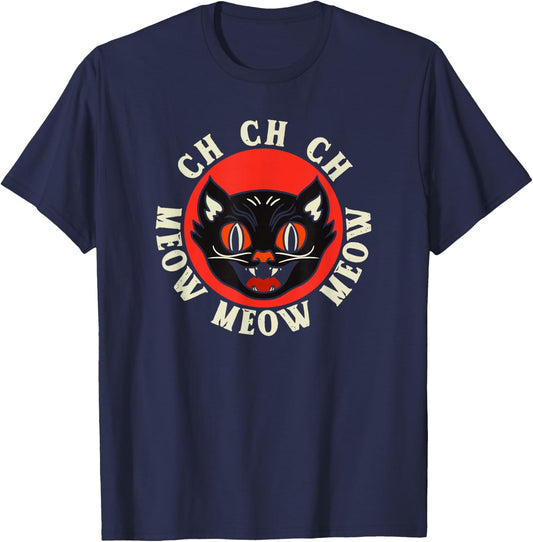 Ch Ch Ch Meow Meow Scary Friday Halloween T-Shirt - T-Shirt | Navy