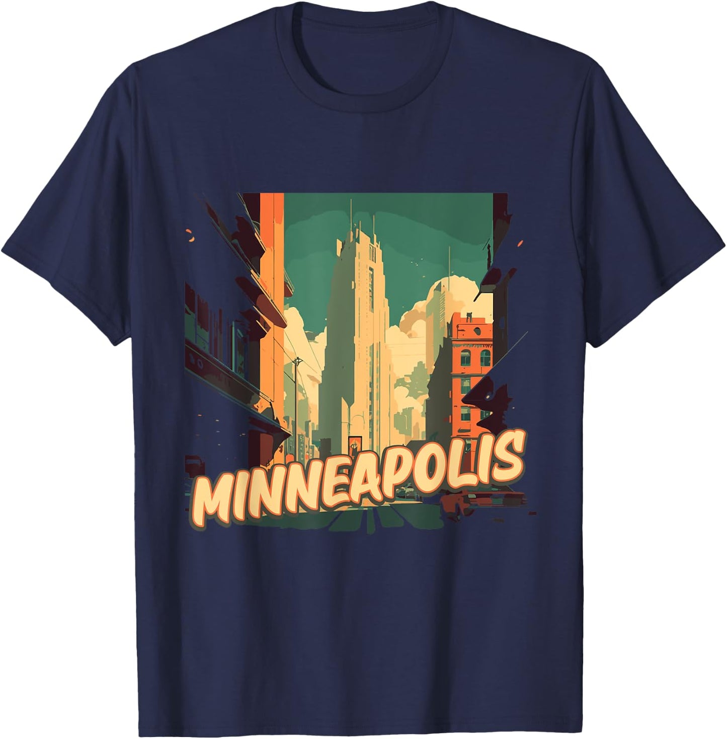 Minneapolis Retro Twin Cities Vintage US Cities Traveling T-Shirt - T-Shirt | Navy
