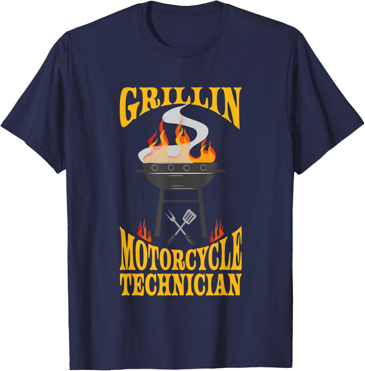Motorcycle Technician BBQ Grill Smoker & Barbecue Chef T-Shirt - T-Shirt | Navy
