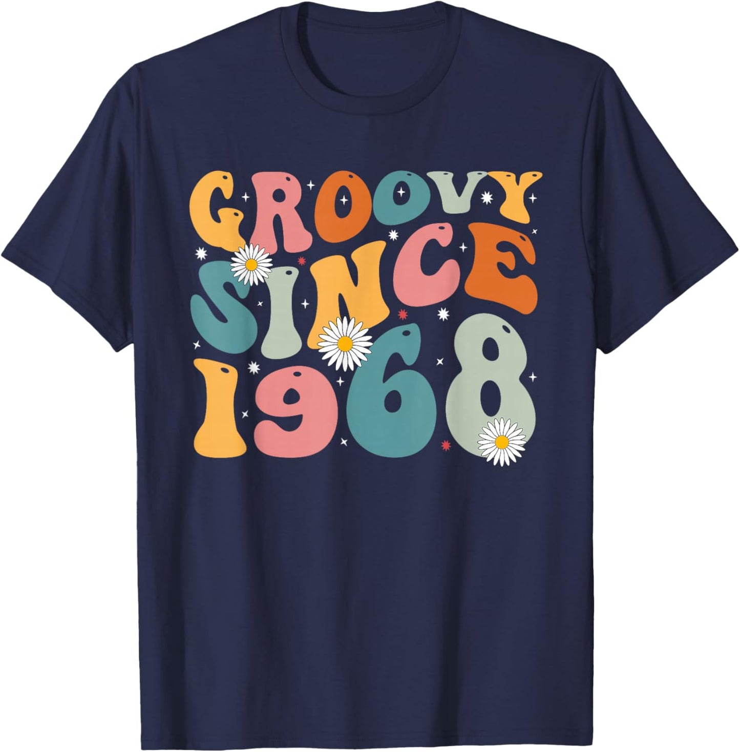 Groovy Since 1968 57th Birthday Retro Gifts Born in 1968 T-Shirt - T-Shirt | Navy