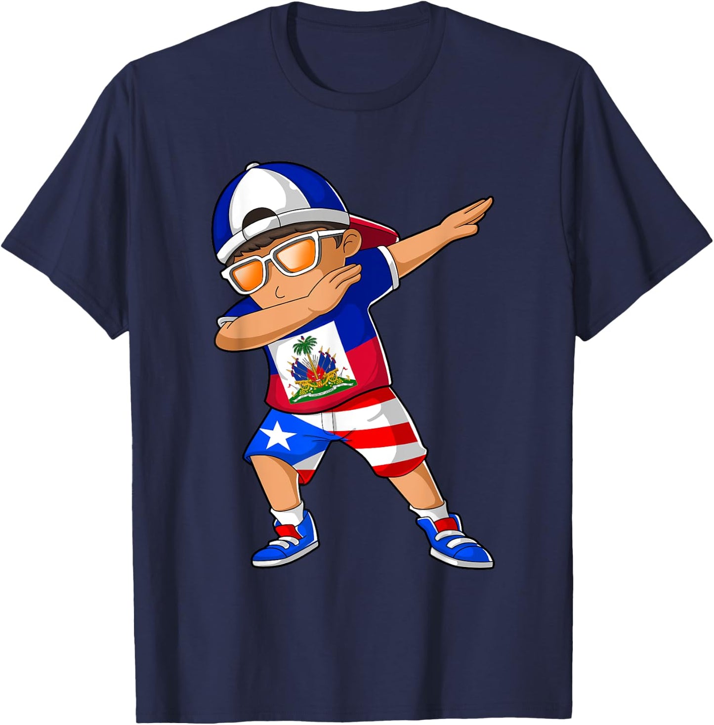 Half Haitian Half Puerto Rican Boy Haiti Puerto Rico Flag T-Shirt - T-Shirt | Navy