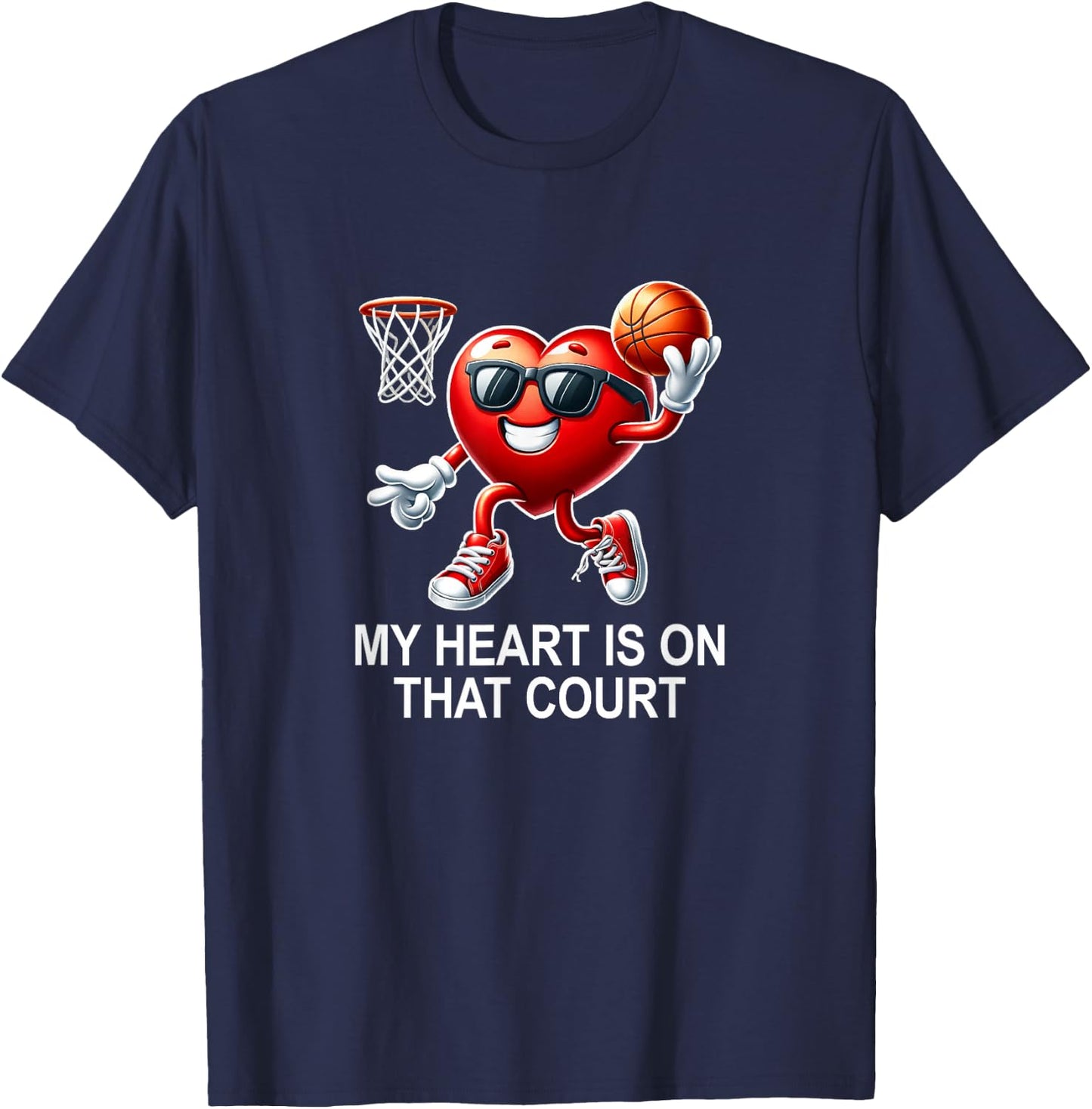 My Heart Is On That Court - Basketball T-Shirt - T-Shirt | Navy