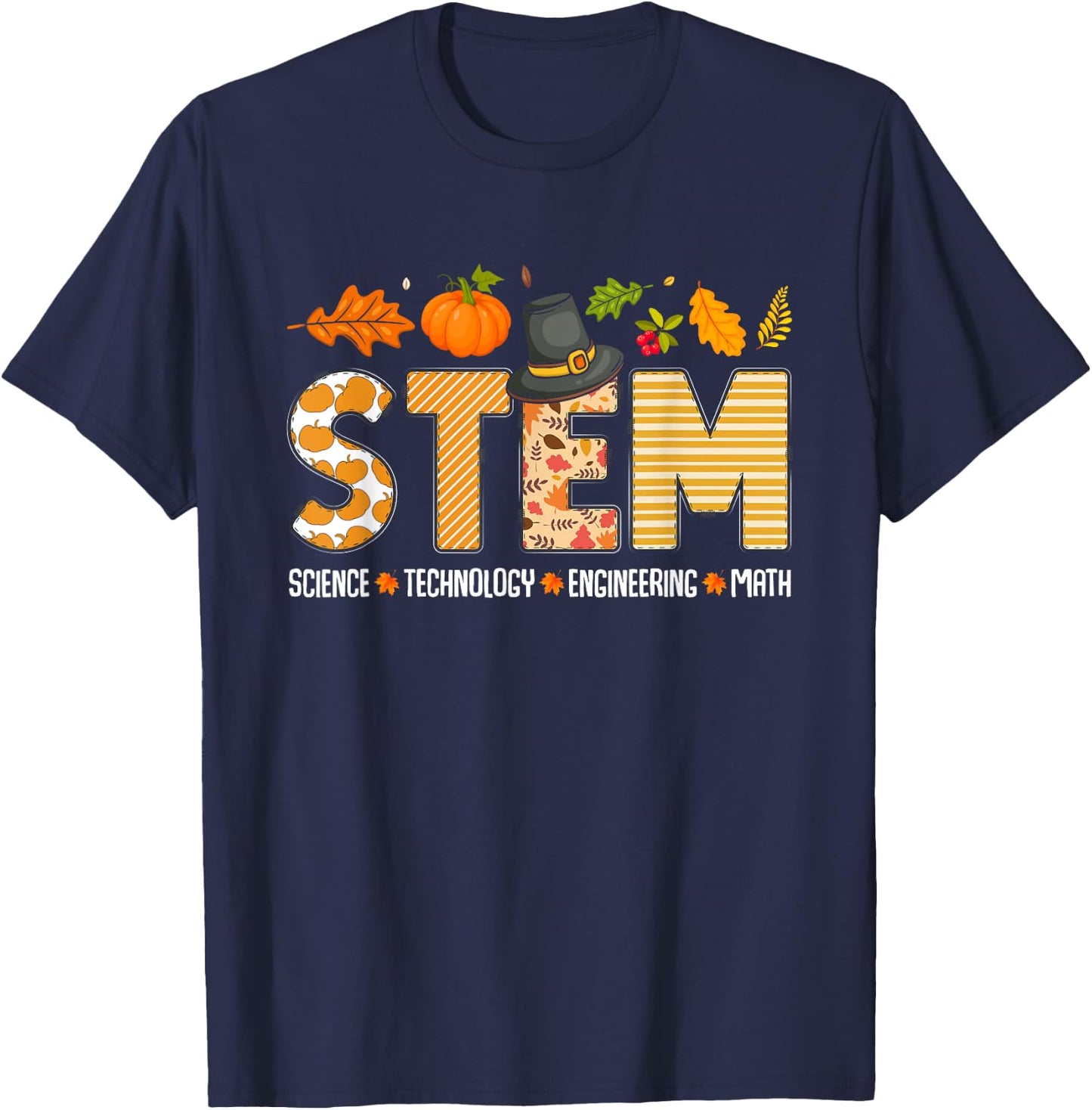 STEM Teacher Thanksgiving Grateful Educator Science Class T-Shirt - T-Shirt | Navy