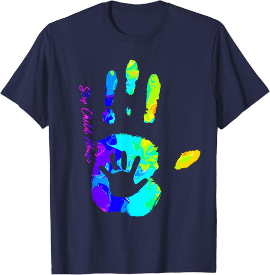 Stop Child Abuse Shirts Tie Dye Child Abuse Awareness Month T-Shirt - T-Shirt | Navy