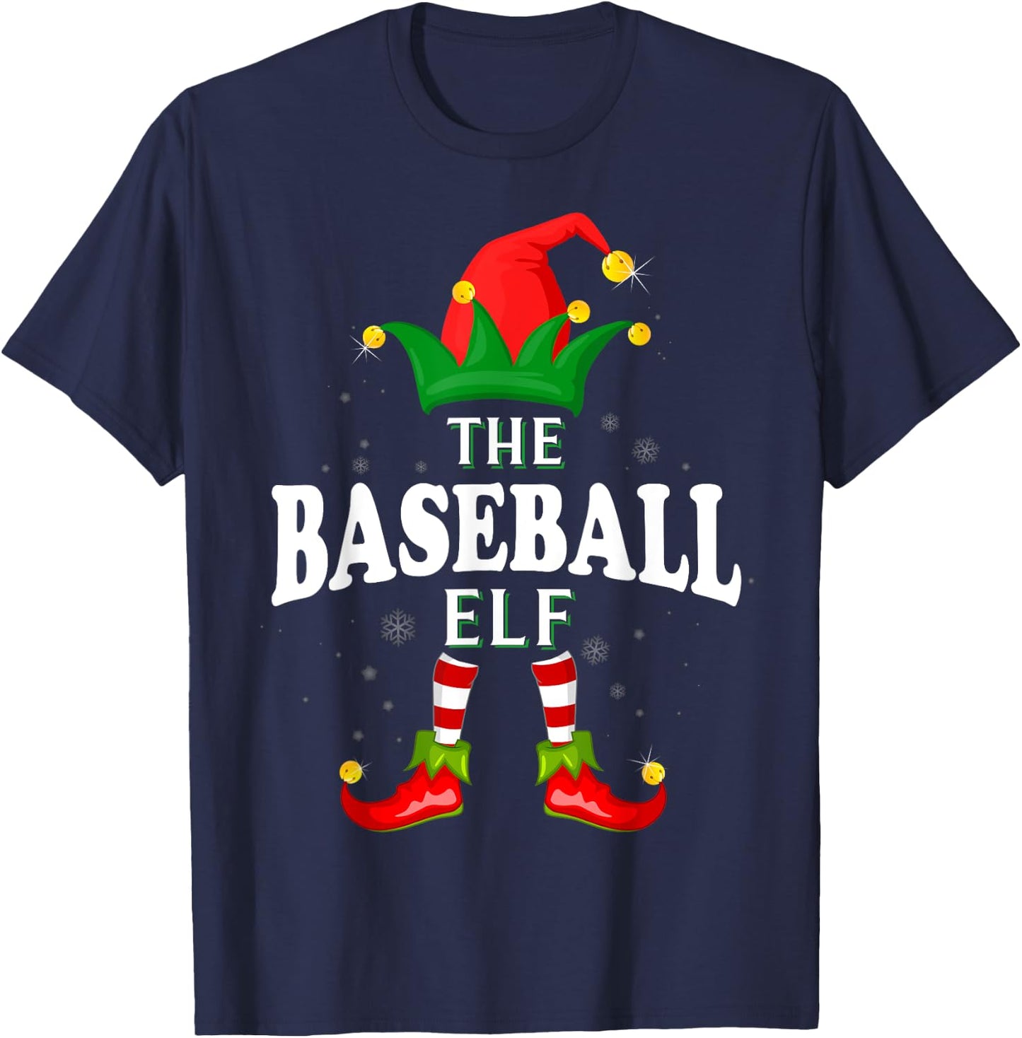 Xmas Baseball Elf Family Matching Christmas Pajama T-Shirt - T-Shirt | Navy