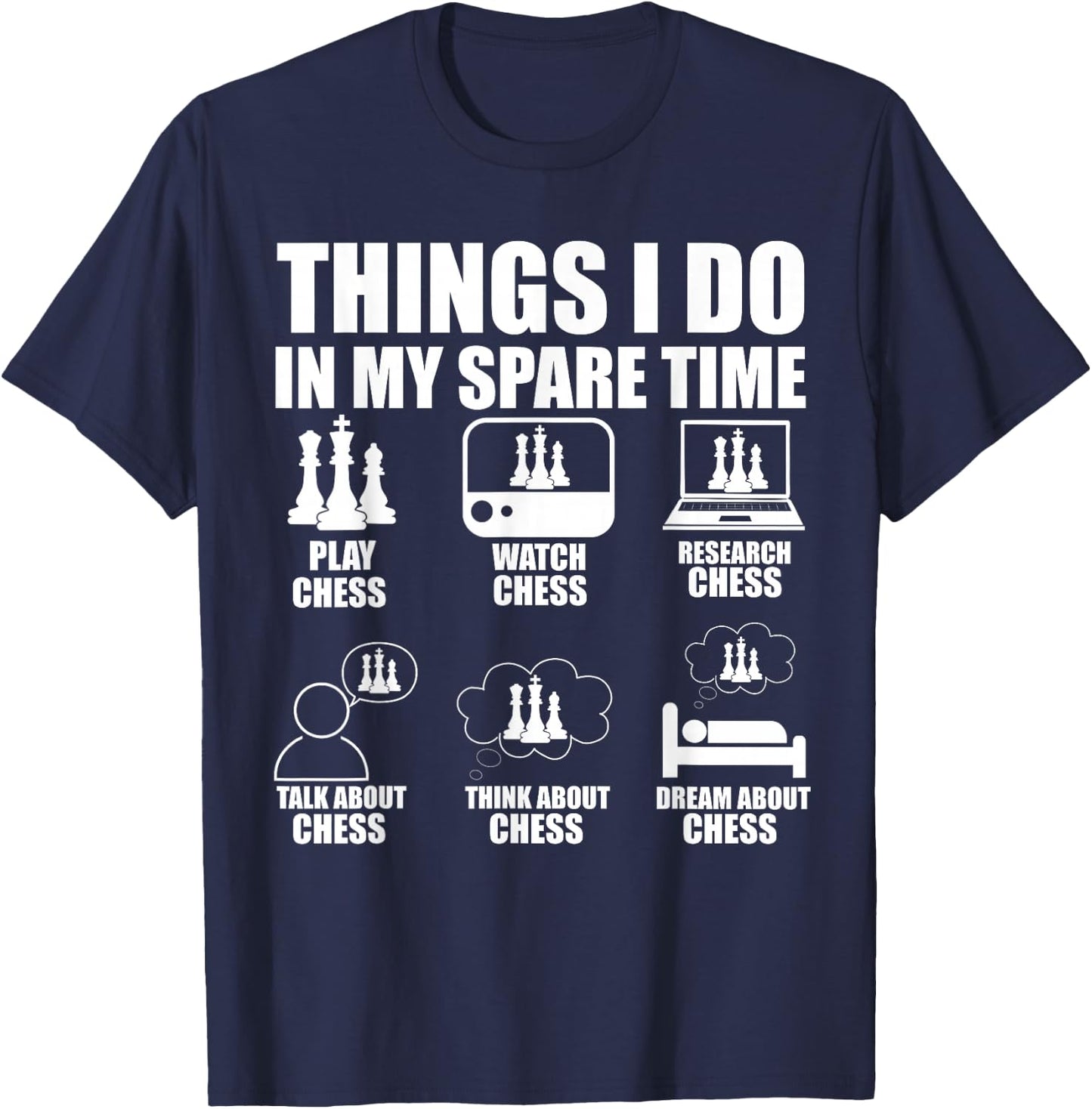 Things I Do In My Spare Time Chess Player Boys Funny Chess T-Shirt - T-Shirt | Navy