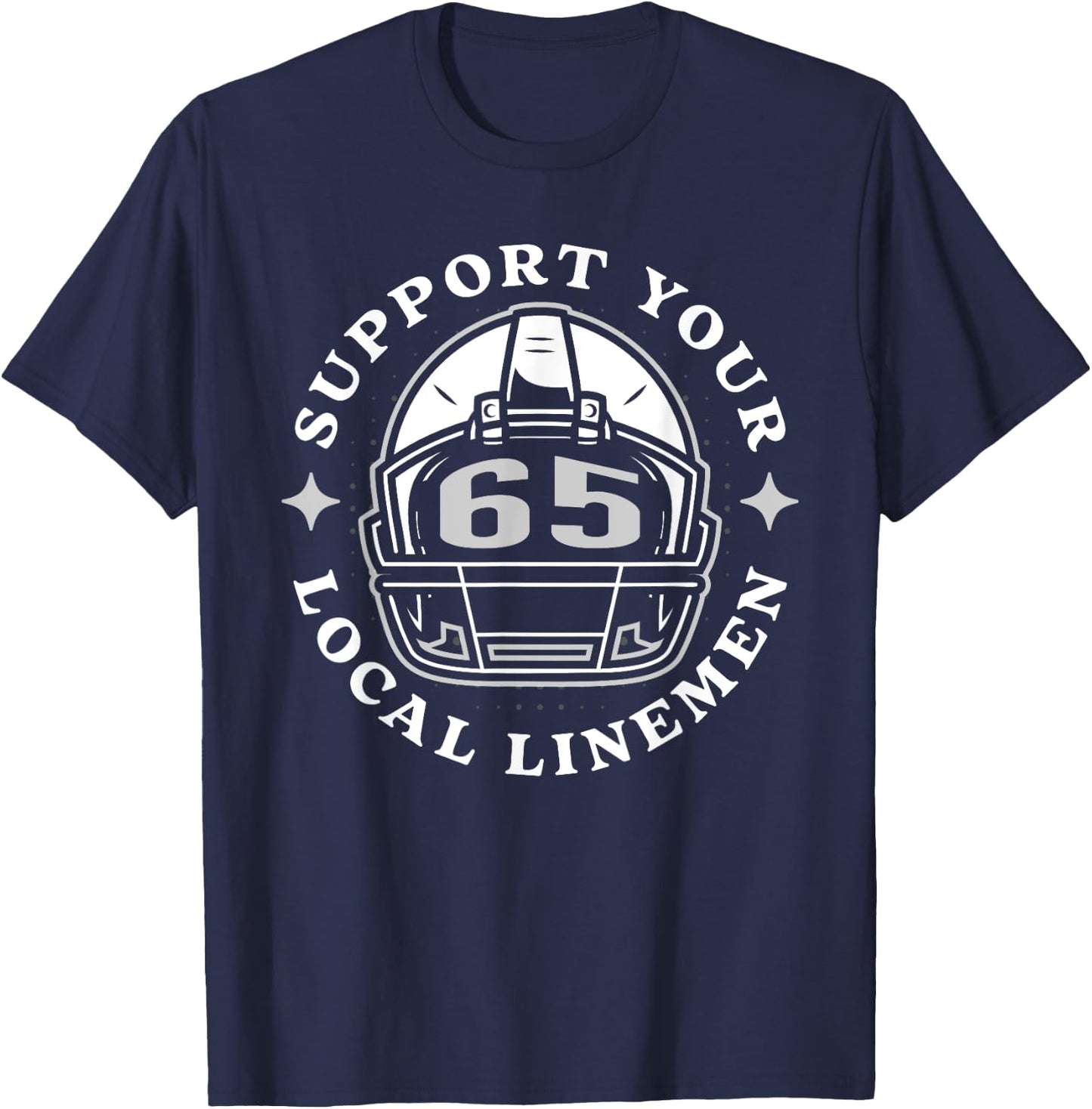 # 65 Funny Football Lineman Linemen O Line D Offense Defense T-Shirt - T-Shirt | Navy