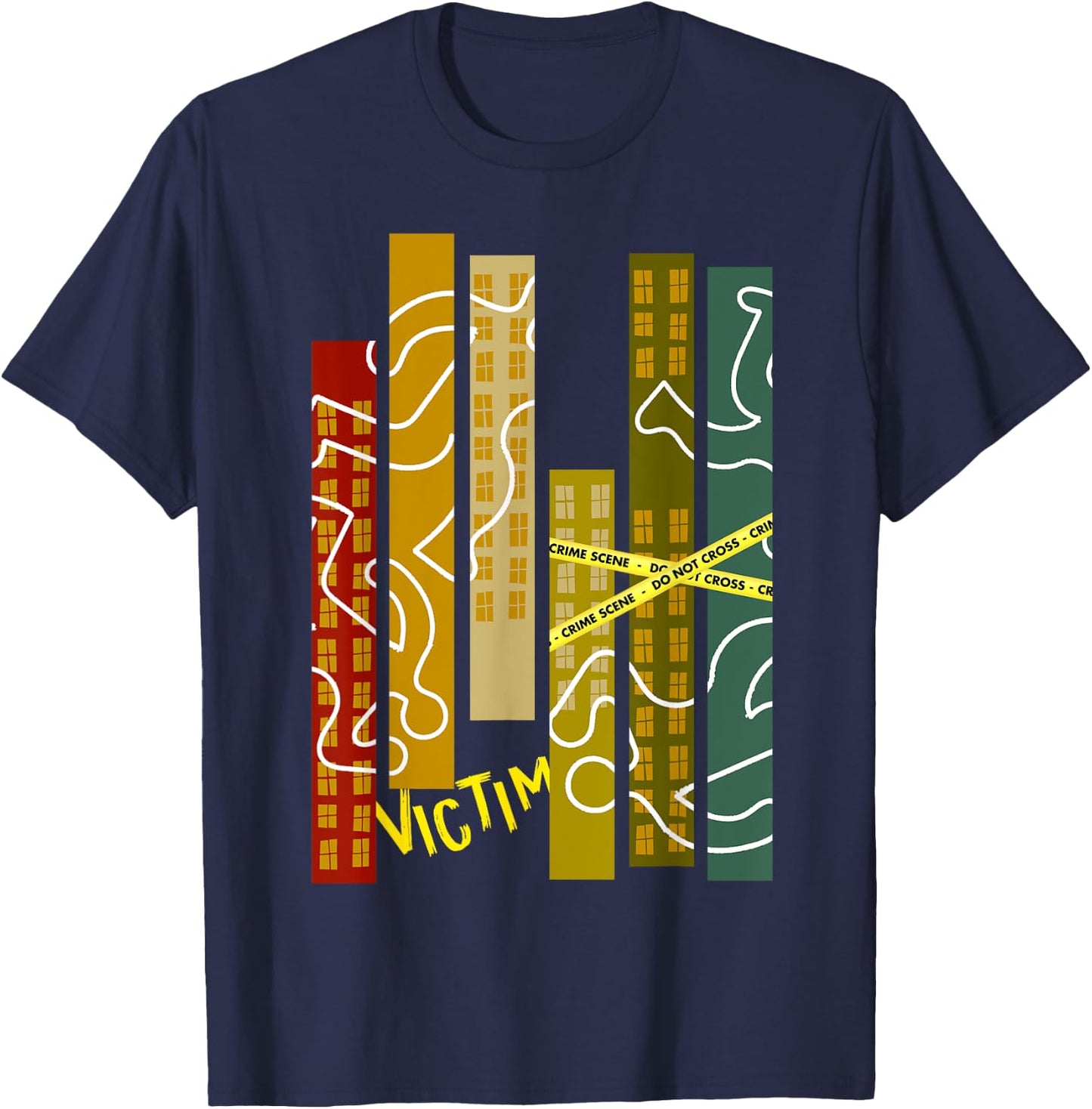 Crime Scene Victim Murder Mystery Dinner Chalk Outline T-Shirt - T-Shirt | Navy