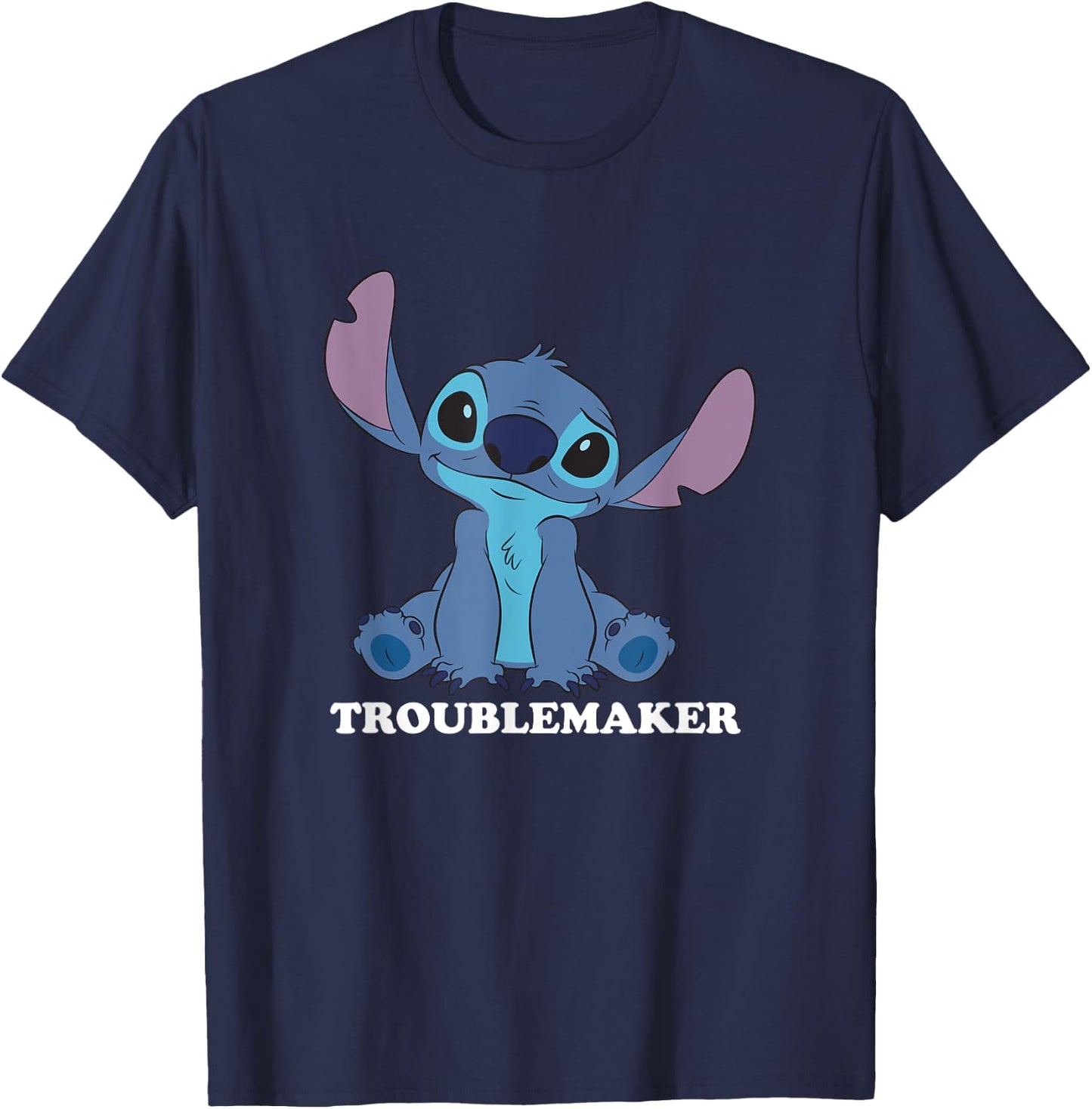 Disney Lilo & Stitch Troublemaker Cute Stitch Big Portrait T-Shirt - T-Shirt | Navy