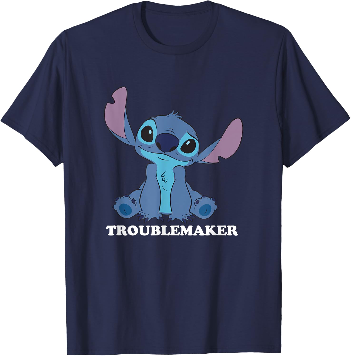 Disney Lilo & Stitch Troublemaker Cute Stitch Big Portrait T-Shirt - T-Shirt | Navy