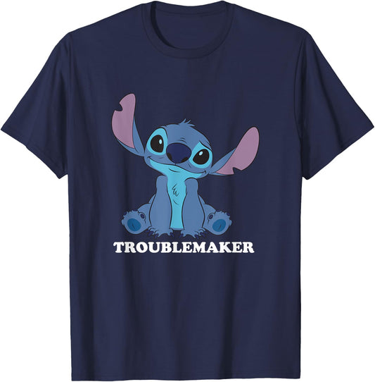 Disney Lilo & Stitch Troublemaker Cute Stitch Big Portrait T-Shirt - T-Shirt | Navy