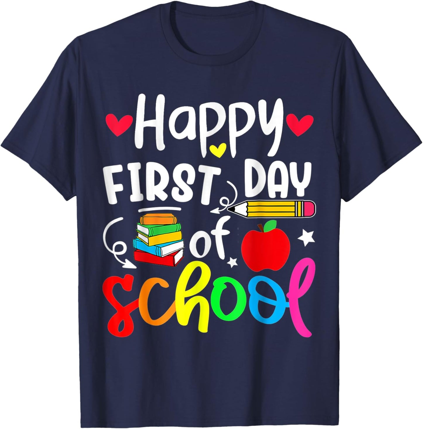 Back To School Happy First Day Of School Student Teacher Women Kids T-Shirt - T-Shirt | Navy