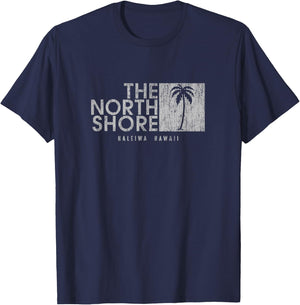 The North Shore Hawaii Palm Tree Vintage Style T-Shirt - T-Shirt | Navy